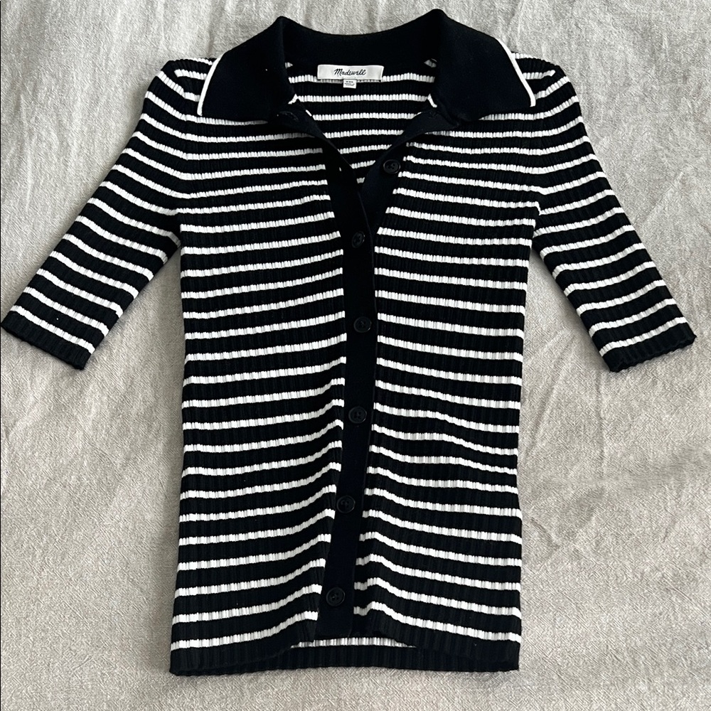 Madewell Striped Short Sleeve Sweater Top